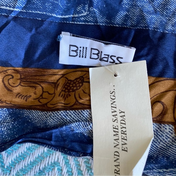 RARE NWT Bill Blass Vintage Silk Square Motorcycle Scarf NOS Deadstock Biker - Picture 3 of 5